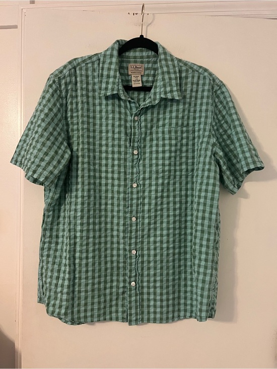 L.L. Bean Other - L.L. Bean Men’s Short-Sleeve Green Check Button-Up Shirt 100% cotton L (L117)